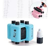 4-in-1 Math Practice Roller Stamp Set, Math Stamp Roller for Kids, Math Roller Stamp for Classroom Home Use, Math Teacher Stamp for Addition Subtraction Multiplication Division Practice (Blue*1)