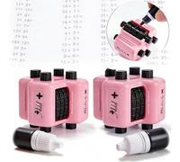 4-in-1 Math Practice Roller Stamp Set, Math Stamp Roller for Kids, Math Roller Stamp for Classroom Home Use, Math Teacher Stamp for Addition Subtraction Multiplication Division Practice (Pink*2)