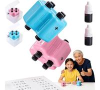 4-in-1 Math Practice Roller Stamp Set, Reusable Math Teacher Maths Roller Stamp,Magic Stamps Maths Rollers for Addition Subtraction Multiplication Division Within 100 (Pink + Blue)