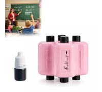 4-in-1 Math Roller Stamp for Kids, Random Addition Subtraction Multiplication Division Practice Tool, Refillable Math Stamp Roller with Ink, Classroom Homeschool Teaching Supplies(Pink)