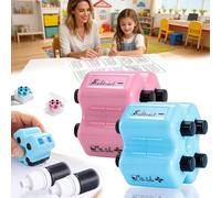 4 in 1 Math Roller Stamp Set - Addition Subtraction Multiplication Division Practice Tool, Reusable Math Stamp Roller for Kids; Refillable Roller Digital Teaching for Classroom & Home Use (2Mix)