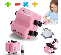 4 in 1 Math Roller Stamp Set - Addition Subtraction Multiplication Division Practice Tool, Upgraded Randomized Digital Roller Stamp, Reusable, for Preschool & Elementary Learning (Pink)