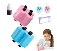 4 in 1 Maths Roller Stamp Set, Math Stamp Roller with Ink, Addition Subtraction Multiplication Division Practice Tool, Rollers Digital Teaching Stamps, Reusable Maths Educational Stamps (Blue+Pink)