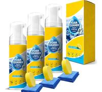 4-in-1 Multi-Enzyme Foam Cleaner, 5oz Deep Cleaning Spray with Lemon Scent, No Rinse Foam Cleaner for Car Leather Seat, Kitchen Grease, Bathroom and Sofa Fabric (3 PCS)