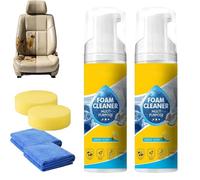 4-In-1 Multi-Enzyme Foam Cleaner,Multi-Purpose Foams Cleaner Kit,Rinse-Free Deep Cleaning Foam Spray with Sponge & Towel,Powerful Stain & Grease Remover for Car Interior,Kitchen,Bathroom 150ml (1)