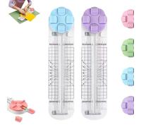 4-in-1 Multi-Function Paper Trimmer, Bidirectional Papers Cutter 4 in 1 Multi-Function with Straight, Wave, Creasing Blades, for Craft Paper, Photo, Label, for Daily & Office Use (Blue+Purple,2Pcs)