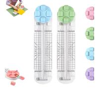 4-in-1 Multi-Function Paper Trimmer, Bidirectional Papers Cutter 4 in 1 Multi-Function with Straight, Wave, Creasing Blades, for Craft Paper, Photo, Label, for Daily & Office Use (Blue+Green,2Pcs)
