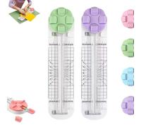 4-in-1 Multi-Function Paper Trimmer, Bidirectional Papers Cutter 4 in 1 Multi-Function with Straight, Wave, Creasing Blades, for Craft Paper, Photo, Label, for Daily & Office Use (Green+Purple,2Pcs)