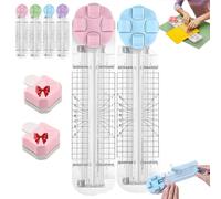 4-in-1 Multi-Function Paper Trimmer, Bidirectional Papers Cutter with 3 in 1 Corner Rounder, with Straight Wave Perforated Creasing Blades for Cutting A4 Photo Card Scrapbook (Pink+Blue)