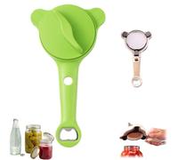 4 in 1 Multi-Purpose Jar Opener,Adjustable Three Claw Bottle Opener with Non Slip Teeth,Multi Size Jars Bottles Lid Tool for Home Kitchen Helper (Green)
