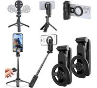4-in-1 Multifunctional 360° Rotation Magnetic Selfie Stick, 2025 New Mini Selfie Stick Tripod with Wireless Remote Control, Portable Extendable Phone Travel Stand, Fit All 4.7" to 7" Phones (2PCS)