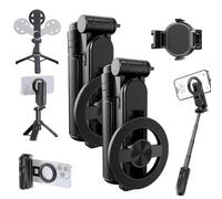 4-in-1 Multifunctional 360° Rotation Magnetic Selfie Stick with Wireless Bluetooth Control,Portable Extendable Phone Tripod,for Travel & Live Streaming (2Pcs)