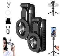 4 in 1 Multifunctional Magnetic Selfie Stick, 360° Rotation with Remote Control, Portable Extendable mag Tripod for Travel Vlog (2pcs)