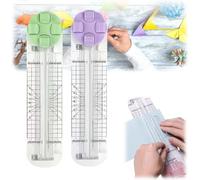 4 in 1 Paper Cutter Duomiluo, 4-in-1 Multi-Function Paper Trimmer, 4 Style Multi-Function Trimmer with Straight, Wavy, Perforation and Crease Blade, for Cutting Paper,Coupons (Green+purple)