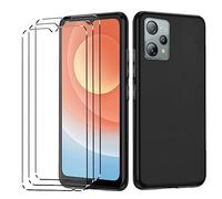 [4 in 1] para Blackview A53 Pro/Blackview A53 Funda + 3 x Cristal Templado - Black carcasa y cristales protector de pantalla TPU Silicona Suave Gel Caja Cover Tapa Caso Carcasa Cubierta -Black
