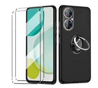 [4 in 1] para Huawei Nova 11i Funda +2Pcs Cristal Templado - Black Carcasa y Cristales Protector de Pantalla TPU Silicona Suave Caja Cover Tapa Caso Carcasa+ Finger Ring Phone Holder