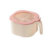 4-In-1 Spice Container, Spice Jar with Lid / Spice Spoon, Salt / Sugar / Cumin / Pepper, Color: Beige + Pink