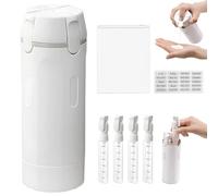 4 in 1 Travel Bottle Dispenser, Portable Leak Proof Refillable Travel Dispenser Bottle 4 in 1 with Scale & Labels - 4-in-1 Refillable Travel Dispenser Bottles for Shampoo, Lotion (White)