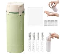 4 in 1 Travel Bottle Dispenser, Portable Leak Proof Refillable Travel Dispenser Bottle 4 in 1 with Scale & Labels - 4-in-1 Refillable Travel Dispenser Bottles for Shampoo, Lotion (Green)