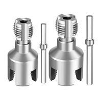 4-in-1 Water Pipe Wrench & Threader Tool Set, Integrated Internal/External Pipe Threading & Tapping Tool for 1/2” & 3/4” PVC Water Pipes, Electric Drill Compatible (1/2"+3/4")