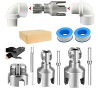 4 in 1 Water Pipe Wrench,Universal Water Pipe Threader Set,Integrated Internal and External PVC Plumbing Pipes Thread Cutter Tool,Opener Compatible Electric Drill for 1/2",3/4",1" Pipe (1/2"+3/4"+1")