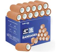 4-in Wide Self Adherent Cohesive Wrap Bandages, 5 yds Self Adhesive Non Woven Bandage Rolls, Brown Athletic Tape, Hand & Wrist Wraps, Ankle Tape, Premium-Grade Medical Stretch Wrap (16)