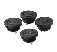 4 interruptores basculantes redondos de 12 V, interruptor basculante, botón ON/OFF redondo marino interruptor 20 A 12 V Rocker interruptor con luz LED para coche iluminado barco yate electrodomésticos