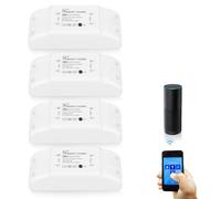 4 interruptores de luz WiFi compatibles con Alexa y Google Home, módulo dual WiFi+Bluetooth, interruptor inteligente WiFi, módulo de relé con protección contra sobrecalentamiento
