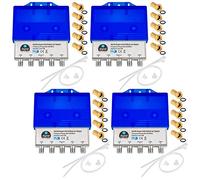 4 interruptores HQ DiseqC 4/1 con carcasa impermeable HB-Digital 4 x SAT LNB 1 x participante/receptor para Full HDTV 3D 4K UHD + 20 x conectores F chapados en oro