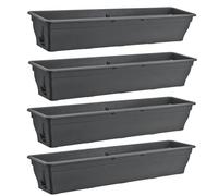 4 jardineras para balcón de 100 cm, con almacenamiento de agua, antracita, 25 L, resistentes a la intemperie, con inserto, jardineras largas para balcón y jardín, resistentes a la intemperie