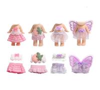 4 Juegos 7,62cm Ropa para Muñecas para Sonny Angel, Trajes de Coleccionista Adulto con Blusas y Faldas for Exhibir y Decorar (Púrpura, Rosa)