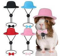 4 Juegos de 8 Piezas de Ropa de Conejillo de Indias con Pajaritas de Animales pequeños, Sombreros para Mascotas, Traje de Cosplay, Sombrero Negro para hámster, hurón, Gato, Ratas, Cachorro, Gatito