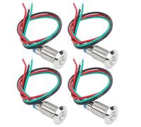 4 juegos de luz de señal de indicador LED de metal Lámpara de cátodo común Componentes de control industrial 8 mm 12-24 V Lámpara de metal impermeable de dos colores(rojo y verde)