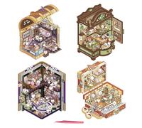 4 juegos de pegatinas 3D para casas DIY con pinzas, escena de pegatinas 3D, divertidas pegatinas DIY para crear tu propia escena de cofre de