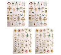 4 Juegos De Pegatinas De Uñas Bohemias, Pegatinas De Uñas Autoadhesivas Creativas, Pegatinas Tridimensionales 3D, Accesorios De Decoración De Uñas, Arte De Uñas Diy.