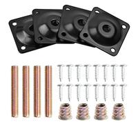 4 Juegos de Placas de Montaje de Piernas con Tornillos Pernos, M8 Metal Placas de Fijación Soportes de Montage para Pies de Muebles, Placa de Montaje para Patas de Mesa Asientos Sofá Muebles (Black)