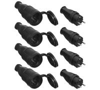 4 juegos kit enchufe macho+enchufe femenino, enchufe eléctrico de goma pasador, macho y hembra, 16a 250v kit de seguridad de goma, enchufe industrial de goma para exteriores