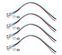 4 Juegos, LED Redondos Precableados Luz Indicadora LED de 2 Colores a Prueba de Agua Luces Debajo del Gabinete Ánodo Común 8 Mm 3-6 V Rojo y Azul con Arandela de Tuerca de
