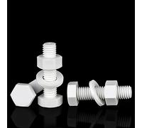 4 juegos M14×150mm PP White Outer Hexagon Bolt Three Combination Screw Flat Washer Set Special Plastics Acid And Alkali Resistant Screw Kit