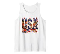 4 Julio Bandera de Estados Unidos Camisa Gráfica Floral Palabra Estrellas Flores Camiseta sin Mangas