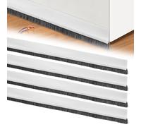 4 juntas autoadhesivas para puertas de 100 cm, protección contra el viento y los insectos, con cepillo, recortables, para puertas para aislamiento térmico (4 x 100 cm, blanco)