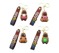 4 Keychain De Capybara De Dibujos Animados, Lindos Coles De Animales, Coles Creativos E Interesantes, Que Pueden Decorar Las Llaves Y Las Bolsas.