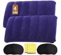4 Kit Almohada Hinchable Camping Flocada - Cojin Inflable Playa para Cabeza Impermeable - Almohada Piscina y Playa Soporte Hinchable Viaje para Acampar - Almohadilla Senderismo Acampada Ultraligera