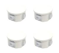 4 Kit Caja de Derivación de Pared Estanca IP55, Redonda D80X40 mm, con Salidas Pasacables y Tapa a Presión, 4 Kit Caja Eléctrica para Juntas y Conexiones