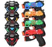 4 Kit de Pistolas Juguetes Laser Tag Guns para Niños, Laser Tag para Niños de 4 5 6 7 8-12 Años, 4 Chalecos de Infrarrojos y 4 Pistolas láser, Multi Jugadores Deportes y Juguetes al Aire Libre