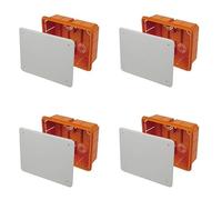 4 kits de caja de derivación empotrable, 118 x 96 x 70 mm, PT02, caja de derivación de empotrar pared, con tapa y tornillos, interior IP40