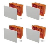 4 kits de caja de derivación empotrable, 160 x 130 x 70 mm, PT05, caja de derivación de empotrar pared, con tapa y tornillos, interior IP40