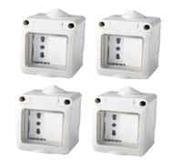 4 kits de caja eléctrica IP55 con puerta, 2 módulos toma bipaso 10/16 A + interruptor, kit caja eléctrica lista, montaje de pared exterior
