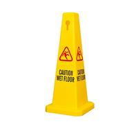 4 lados View Caution Wet Floor Safety Cone | Letrero amarillo altamente visible para piso húmedo para seguridad | Letrero de piso fácilmente notable - Amarillo
