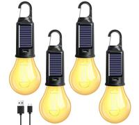 4 lámparas de camping: lámpara de camping recargable, linterna LED de camping, luz de camping con mosquetón, brillo ajustable 3 modos de luz, resistente al agua, lámpara de camping portátil para